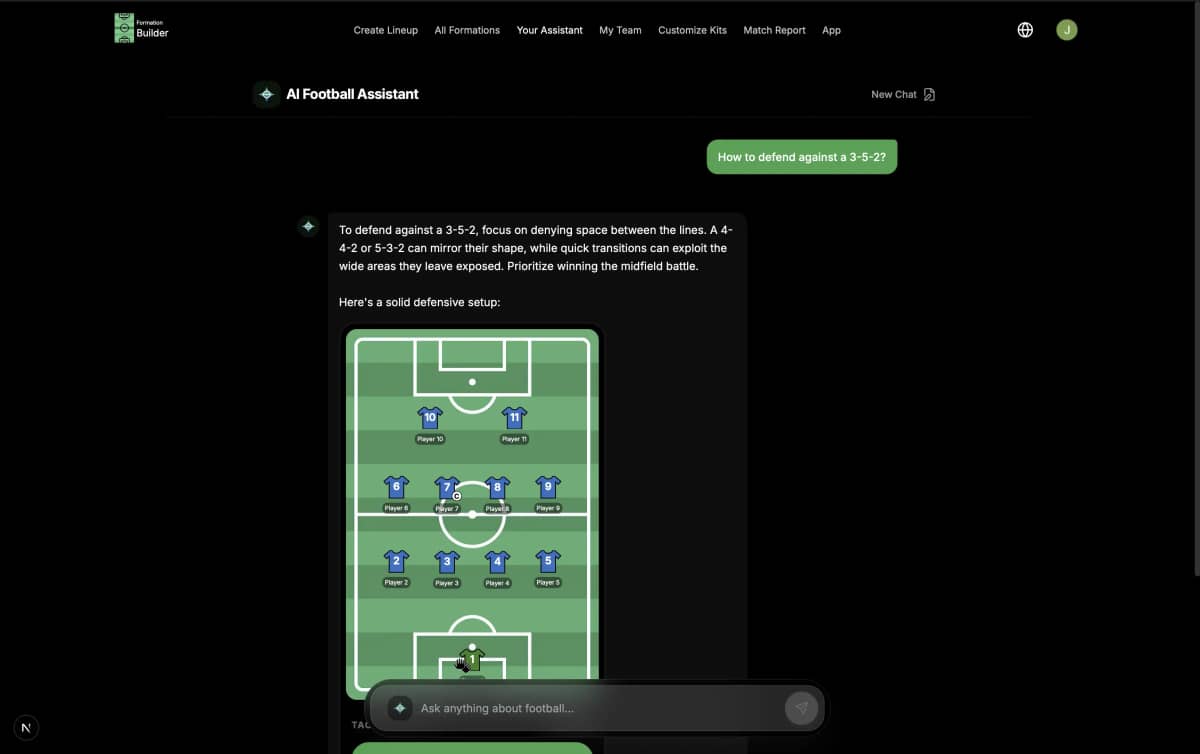 AI Football Assistant - Generate Tactical Lineups